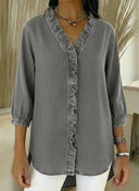 Mia | Elegant Frilled V-Neck Blouse 10