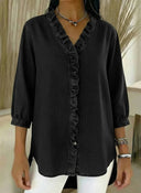 Mia | Elegant Frilled V-Neck Blouse 12