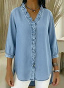 Mia | Elegant Frilled V-Neck Blouse 11