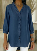 Mia | Elegant Frilled V-Neck Blouse 13