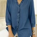 Mia | Elegant Frilled V-Neck Blouse 6
