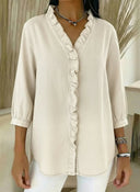 Mia | Elegant Frilled V-Neck Blouse 9