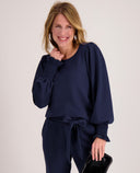 Mia | Feminine Stretch Top in Indigo Blue 0