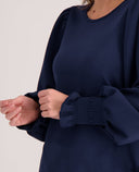 Mia | Feminine Stretch Top in Indigo Blue 2