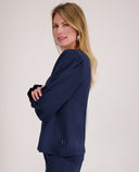 Mia | Feminine Stretch Top in Indigo Blue 3