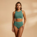 Ruched High Waist Bikini Set