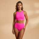 Ruched High Waist Bikini Set