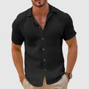 Blend Woven Shirt with Button Placket and Spread Collar