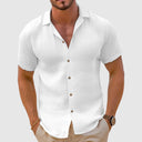 Blend Woven Shirt with Button Placket and Spread Collar