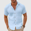 Blend Woven Shirt with Button Placket and Spread Collar