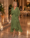 Wrap V-Neck Midi Wedding Guest Gowns