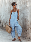 Striped Square-Neck Sleeveless Jumpsuit